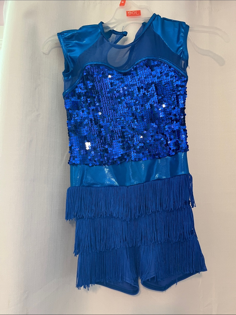 Blue Sequin & Fringe Kids Costume Dress
